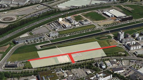 Die Elly-Beinhorn-Straße und der Neil-Armstrong-Weg (rot gekennzeichnet) sind ab Anfang Juli gesperrt. 
