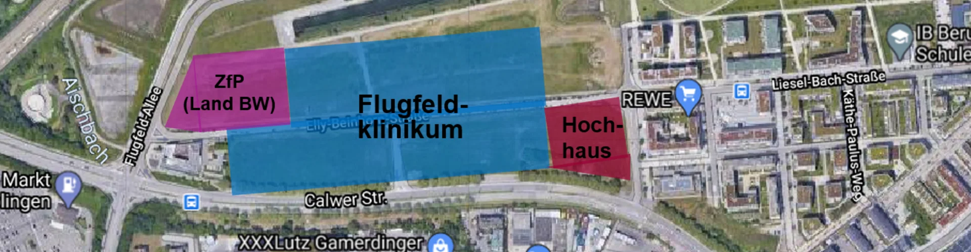 Flugfeldklinikum: Lageplan